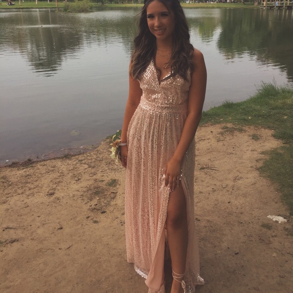 pink sequin maxi dress